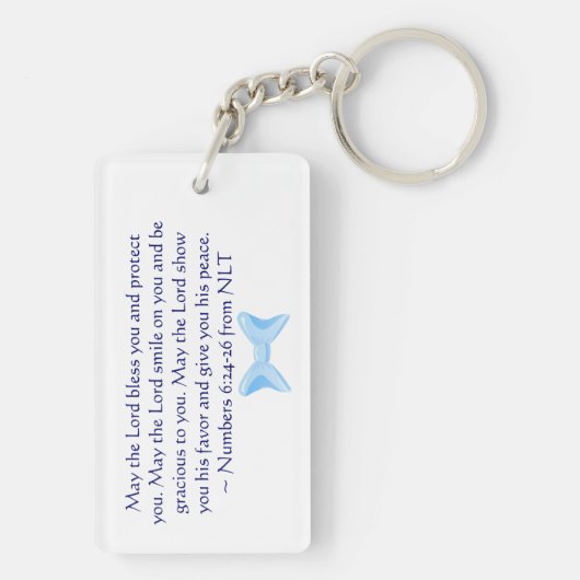 男の赤ちゃんGod Blue Bibleの聖句からの写真の贈り物 キーホルダー (裏面)
