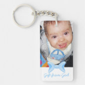 男の赤ちゃんGod Blue Bibleの聖句からの写真の贈り物 キーホルダー (正面)