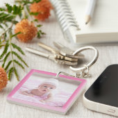 男の赤ちゃん'nガール、ピンク'nブルー2フォトキーチェーン キーホルダー (正面右)