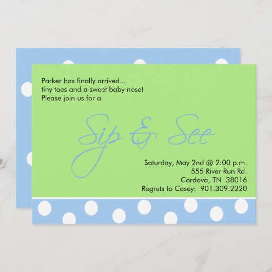 男の赤ちゃんSIPと関連項目招待状 招待状 (正面/裏面)