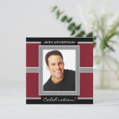 男の赤と黒の誕生日パーティー 招待状 (スタンド正面)