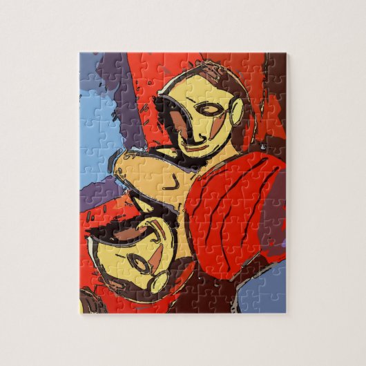 男の鏡は青いタオルで ジグソーパズル (縦)