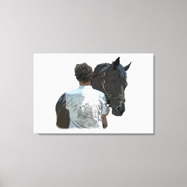男の馬の光を伸ばしキャンバス印刷を保持 キャンバスプリント