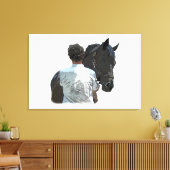 男の馬の光を伸ばしキャンバス印刷を保持 キャンバスプリント (インサイチュ (リビング))