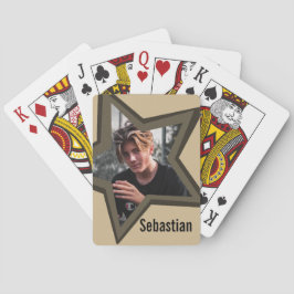 男の10代の子の写真は黒い星茶色の名前をカスタムする トランプ