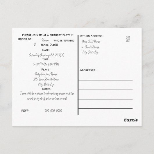 男の10代の子の誕生日パーティー招待状HAMbWG ポストカード (裏面)