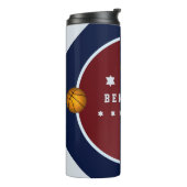 男の10代の子バスケットボールスター番号名ブルーレッド タンブラー (回転左)