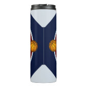 男の10代の子バスケットボールスター番号名ブルーレッド タンブラー (裏面)