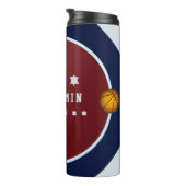 男の10代の子バスケットボールスター番号名ブルーレッド タンブラー (回転右)