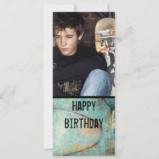 男の10代の子写真招待状 招待状 (正面)