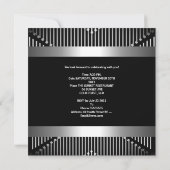 男の21歳の誕生日パーティーシルバーブラックメタル宝石 招待状 (裏面)