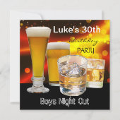 男の30歳の誕生日パーティーのためのビール 招待状 (正面)