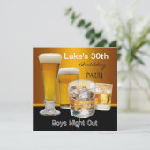 男の30歳の誕生日パーティー 飲み会 ビール 男子会 招待状 (スタンド正面)