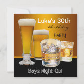男の30歳誕生日パーティー 飲み会 ビール 男の友達たち 招待状 (正面)