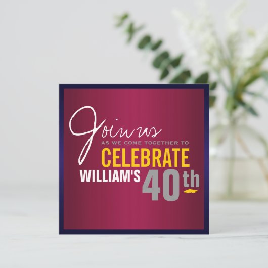 男の40歳の誕生日招待状 招待状 (スタンド正面)