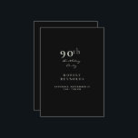 男の90thバースデーパーティーシンプルBlack 招待状<br><div class="desc">ミントの男性の90thバースデーパーティシンプル招待状タイポグラフィ。誕生日パーティーの招待。シンプル本人で。ブラック.ディナーとドリンク。</div>