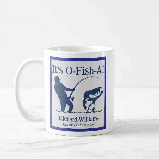 男のIt's Ofishal漁師の退職パーティーギフト コーヒーマグカップ (左)