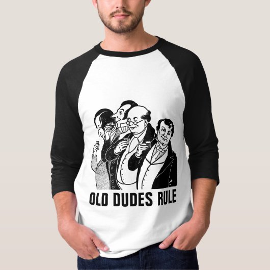 男のTシャおもしろいツ、オールド・デューズ・ルール Tシャツ (正面)