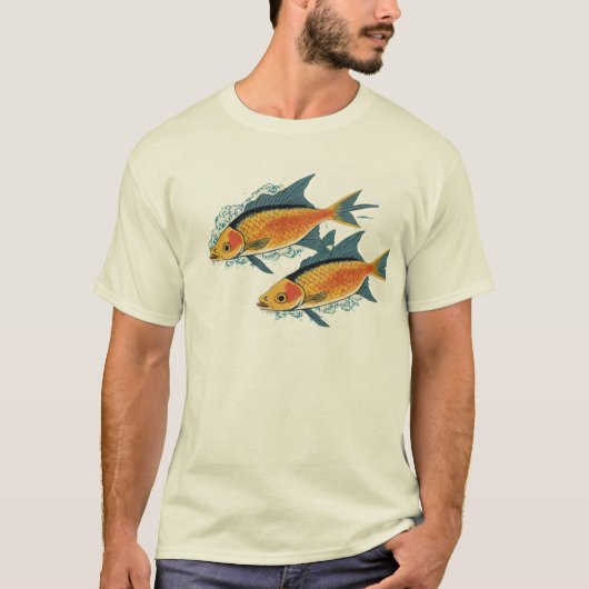 男のTシャツデザインと魚の男のTシャツ Tシャツ (正面)