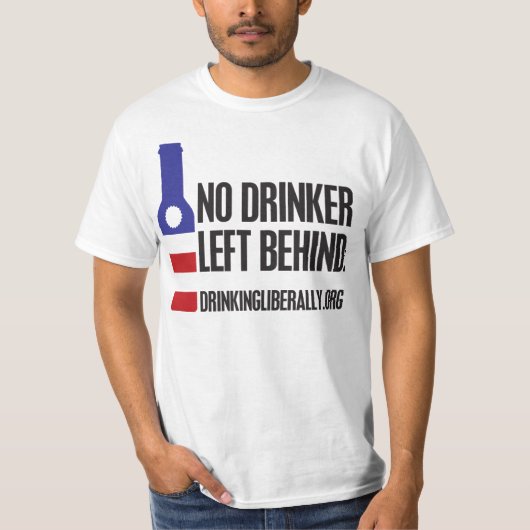 男のT離れシャツの後ろに酒を飲まない Tシャツ (正面)