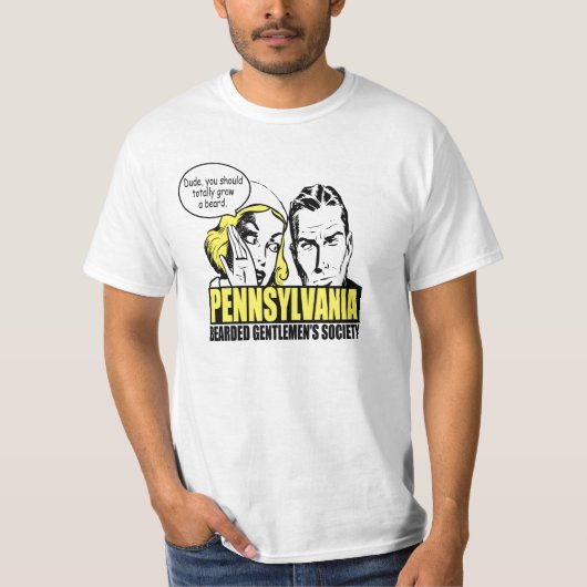 男はひげを育てます Tシャツ (正面)