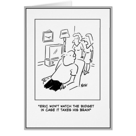 男はテレビの漫画で予算を見ない。 (正面)