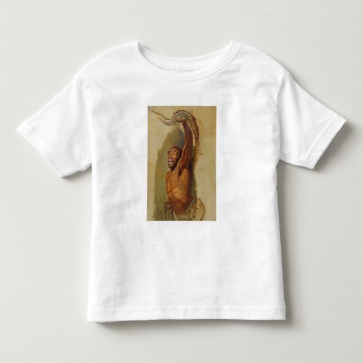男はボア収縮と格闘し、勉強' トドラーTシャツ (正面)