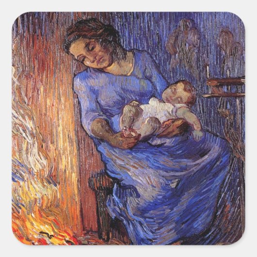 男は海にいるヴィンセント・ヴァン・ゴッホ スクエアシール (正面)