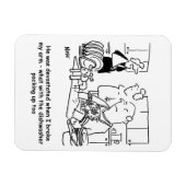 男は皿の漫画を洗う。 マグネット (横)