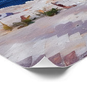 男は船で穏やかな港を望む ポスター (コーナー)