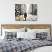 男は街の歩く通りだ。 キャンバスプリント (インサイチュ (寝室))