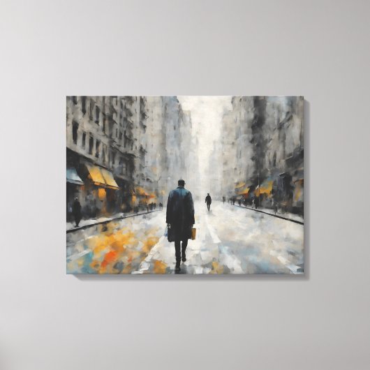 男は街の歩く通りだ。 キャンバスプリント (正面)
