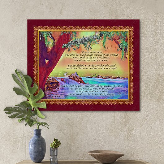 男は賛美木の詩篇1を伸ばしたようなものだ キャンバスプリント