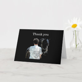 男は馬の暗闇を持って感謝グリーティングカード カード