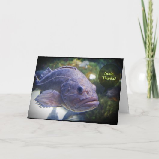 男は黒いボーダーサンキューカードの魚を感謝していしています サンキューカード (正面)