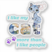 「男よりも猫のほうが人懐っこい」スタイリッシュアートワーク シール (正面)