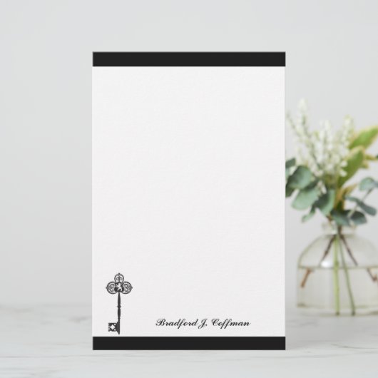 男らしいアンティークの鍵 便箋 (スタンド正面)