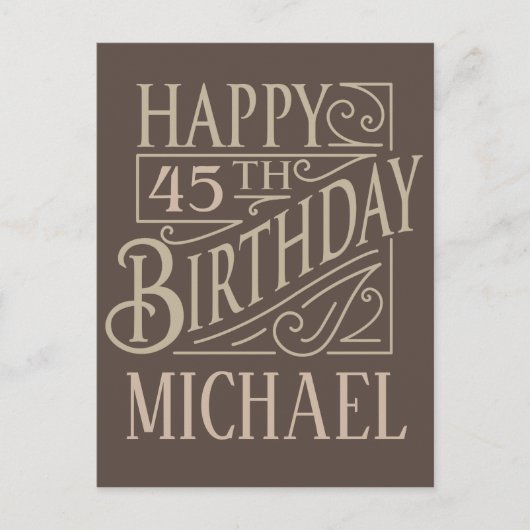 男らしいハッピーバースデーのデザイン 案内ポストカード (正面)