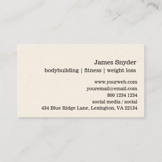 男らしいボディービルダーのフィットネスのアスリートのスポーツ 名刺 (裏面)