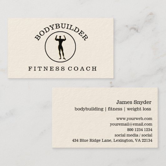 男らしいボディービルダーのフィットネスのアスリートのスポーツ 名刺 (正面/裏面)