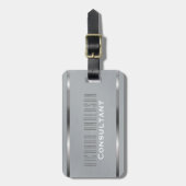男らしいモノグラムの名前の管理のスタイルの灰色の金属 ラゲッジタグ (正面縦)