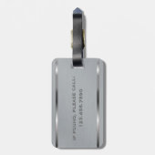 男らしいモノグラムの名前の管理のスタイルの灰色の金属 ラゲッジタグ (裏面縦)