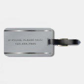 男らしいモノグラムの名前の管理のスタイルの灰色の金属 ラゲッジタグ (裏面横)