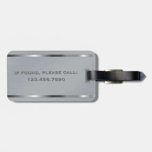 男らしいモノグラムの名前の管理のスタイルの灰色の金属 ラゲッジタグ (裏面横)