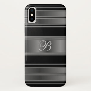男らしいモノグラムの黒の金属鋼鉄 iPhone XSケース