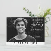 男らしい写真の卒業のパーティの招待状 招待状 (スタンド正面)