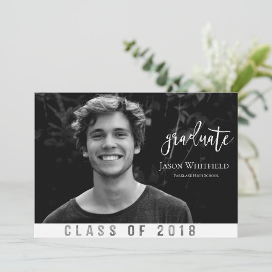 男らしい写真の卒業の発表 案内状 (スタンド正面)