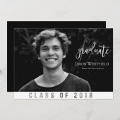 男らしい写真の卒業の発表 案内状 (正面/裏面)