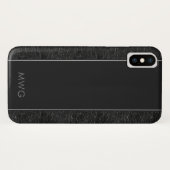 男らしい最小主義の黒い革モノグラムの Case-Mate iPhoneケース (裏面(横))