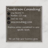 男らしい灰色の織り目加工の一見のコンサルタント スクエア名刺 (裏面)